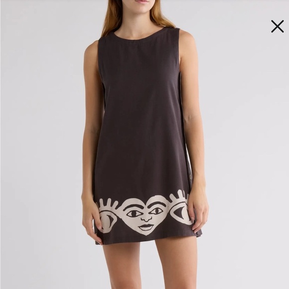 Billabong x Mami Wata Shift Minidress, Off Black, Large - Picture 1 of 7